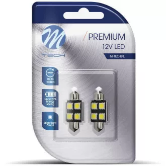 M-Tech LB328W Szofita Led Izzó, Fehér 36mm, Canbus 12V C5W