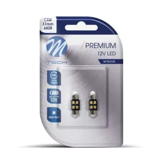   M-Tech, LB345W Szofita Led Izzó, Fehér 31mm, Canbus 12V C5W