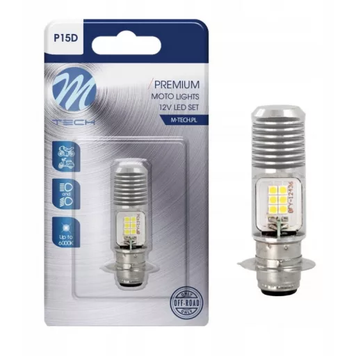 M-Tech,  LB551W-01B,  P15D Led , Fehér, 12V
