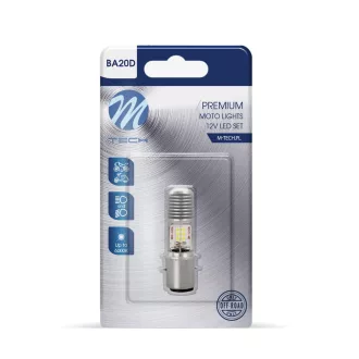M-Tech,  LB552W-01B,  BA20D Led , Fehér, 12V