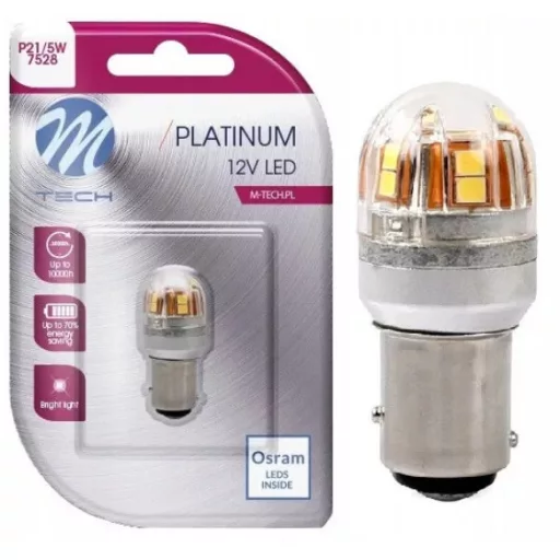 M-Tech LB827W01B Led Izzó P21/5W, Fehér, Canbus 12V BAY15d