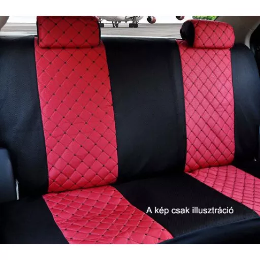 Univerzális piros-fekete steppelt üléshuzat szett
