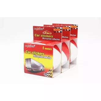   Fényvisszaverő csík 5cm x 5méter mikroprizmás ferde piros-fehér M0707