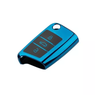 Autókulcs tok VW SEAT SKODA blue chrome