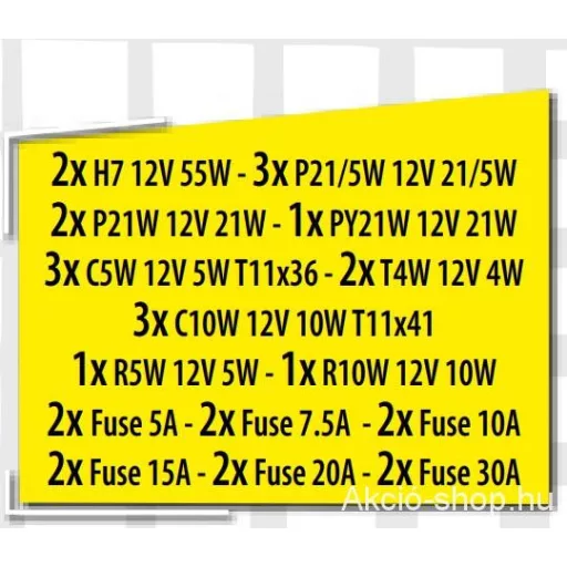 Izzókészlet 12V H7 Profi 19 részes  Nagy