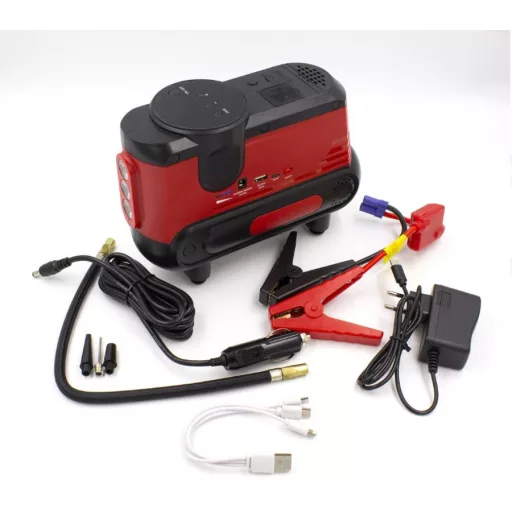 Indítássegítő Akkumulátor, Kompresszorral, 89800MAH - 12V