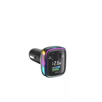   GC05C Szivargyújtós Töltő USB + 2X USB C Feszültségmérővel 61W