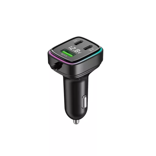 GC05C Szivargyújtós Töltő USB + 2X USB C Feszültségmérővel 61W