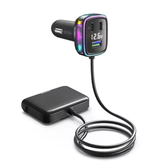   GC05 6 portos USB és USB C Autós Szivargyújtós feszültségmérővel 12/24V 115W