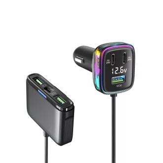   GC05 6 portos USB és USB C Autós Szivargyújtós feszültségmérővel 12/24V 115W