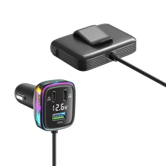   GC05 6 portos USB és USB C Autós Szivargyújtós feszültségmérővel 12/24V 115W