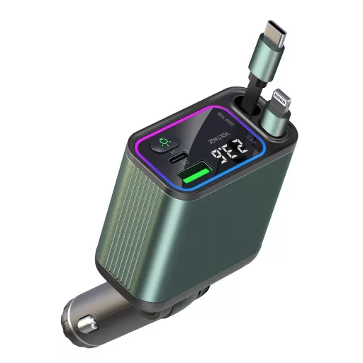 GC08 65 W USB Type C 4 az 1-ben Visszahúzható Töltőadapter 35 W Visszahúzható Kábelekkel FM Rádió