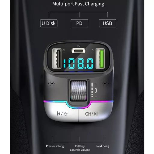 GZ01 FM TRANSMITTER DUPLA USB USB-C 12-24V