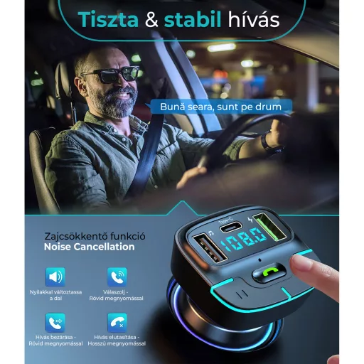 GZ03 FM TRANSMITTER DUPLA USB USB-C 12-24V