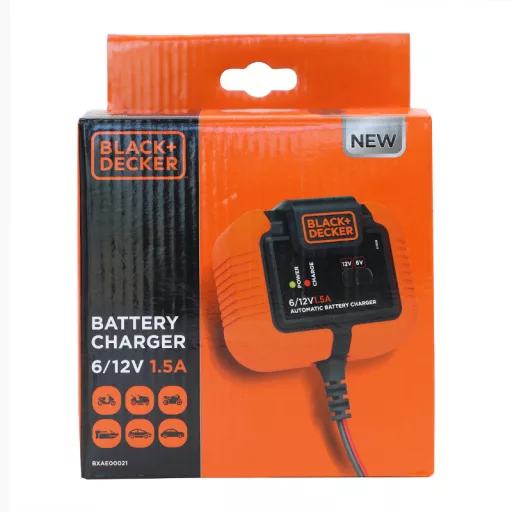 Akkumulátor töltő, Smart, 1,5A, 6/12V, IP20, BLACK+DECKER