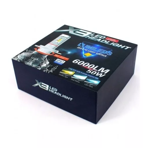 X3, H16 Led Izzó, 6000 LM 9-32V