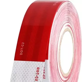   Öntapadós DOT-C2 fényvisszaverő szalag, szakaszos - piros-fehér - 1 m