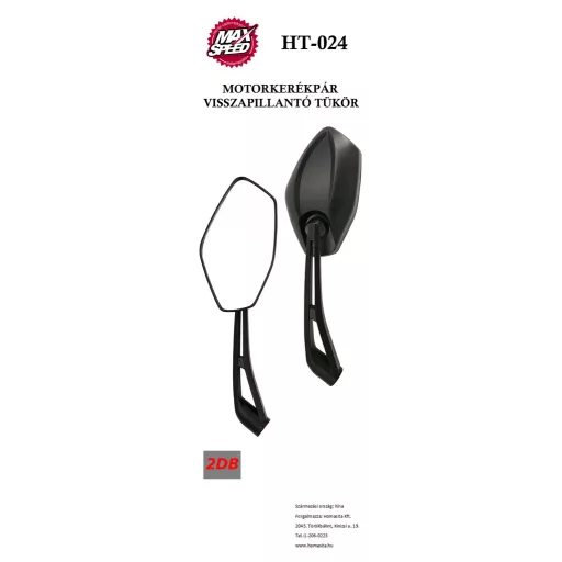 MaxSpeed Tükör Motoros, Fekete, M8, Pár