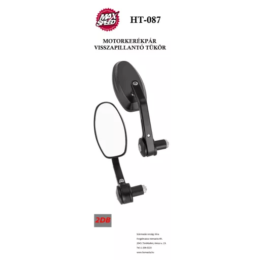 MaxSpeed Tükör Motoros, Fekete, Kormányvégbe, Pár