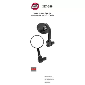 MaxSpeed Tükör Motoros, Fekete, Kormányvégbe, Pár