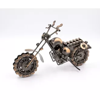 Motorkerékpár dekoráció, Fém, Bronz, 26x7x15 cm