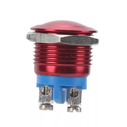 Fém Nyomógomb, Piros, 220V 16mm