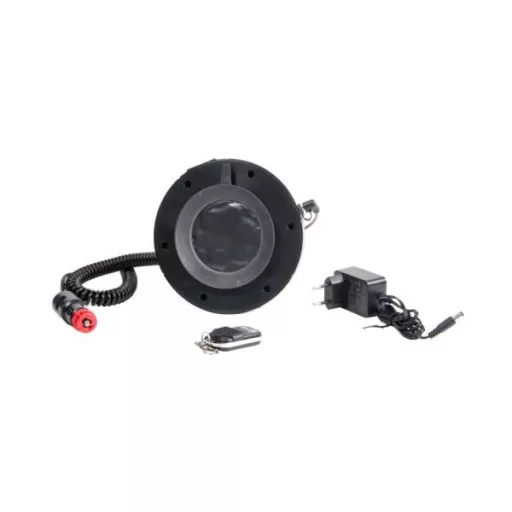 Villogófény narancssárga 12/24V mágneses LED fény tölthető akkus, távirányítós