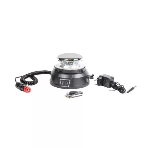 Villogófény narancssárga 12/24V mágneses LED fény tölthető akkus, távirányítós