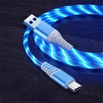 TYPE-C világító LED töltőkábel kábel - kék színben