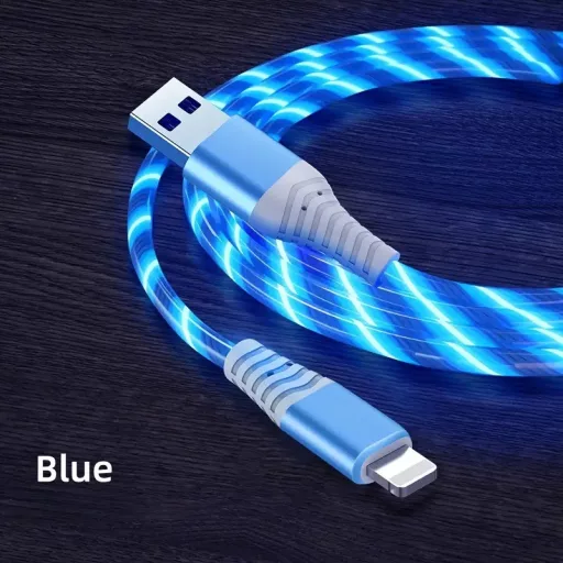 TYPE-C világító LED töltőkábel kábel - kék színben