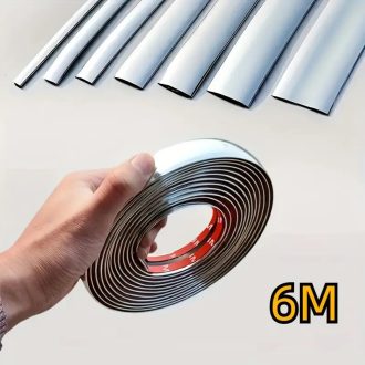   6m hosszú 8mm széles Díszcsík KCS-PA004/8 /6M Króm öntapadós dekorcsík