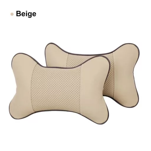 Autós nyakpárna, nyaktámasztó párna BŐR Bézs 2db.