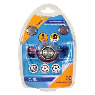   Lámpa csíptethetős, 5LED-es, elemes (Fejlámpa-sapkalámpa) CL 5L