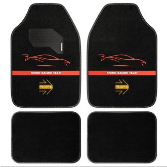   MOMO Autószőnyeg Szett Univerzális Racing Fekete/Piros Hímzett (Szövet)