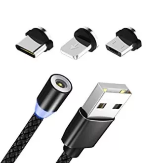   Mágneses usb töltőkábel , 3 fajta csatlakozási fej kiegészítővel GZ-15974