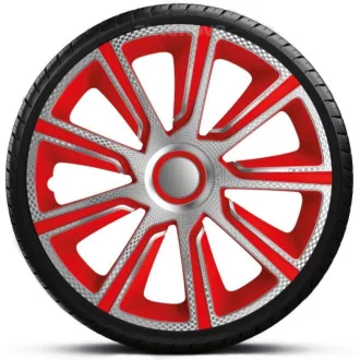   15"-os Veron Carbon Silver-Red dísztárcsa garnitúra (4darab)