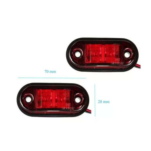 2LED-es Szélességjelző-helyzetjelző - E-jeles - piros - 12-24V