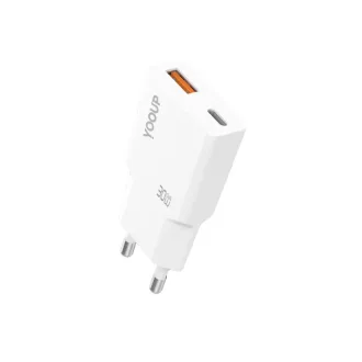   YOOUP 30W Ultra vékony - Dupla hálózati töltő (USB/TYPE-C PD) NC113-D