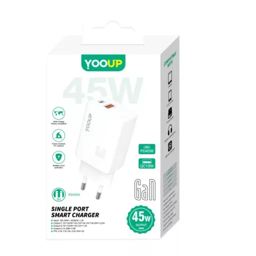 YOOUP 45W Dupla hálózati töltő (USB/TYPE-C) NC48-D