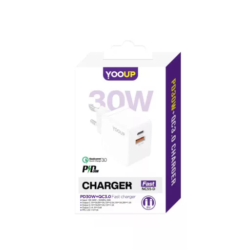 YOOUP 30W Dupla hálózati töltő (USB/TYPE-C) NC55-D