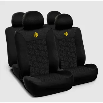   MOMO Ülésvédő Huzat Szett Fekete-Anyagában Nyomott/Sárga Logó