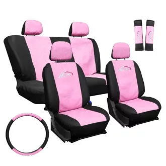   Univerzális 11 részes üléshuzat szett - rózsaszín-fekete UL-AG23001p