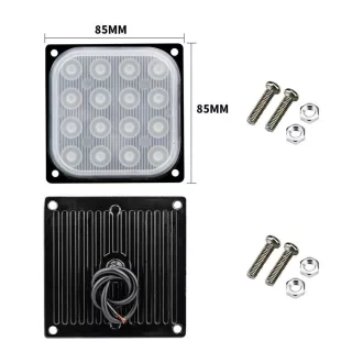   16 LED-es négyzet alakú stroboszkóp - E-jeles - 12-24V IPX4 Waterproof